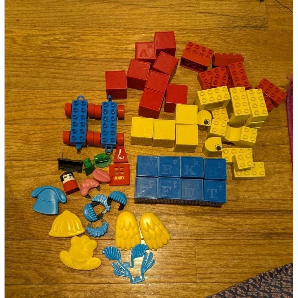 Vintage Lego Duplo‎ Building Blocks Train Alphabet Mixed Piece Lot Bundle